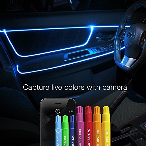 3pc LED Head 6ft Fiber Optic Roll Light Kit XKchrome App Controlled Bluetooth Enabled Automotive Car Truck Dash Door Interior Architectural Home Indoor Accent Flexible w/Mounting Tab 5V Standard