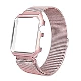 ALNBO Compatible 38mm Apple Watch Band Stainless Steel Mesh Magnetic Replacement Wrist Band with Metal Protective Case for Apple Watch Series 3 Series 2 Series 1 Rose Gold