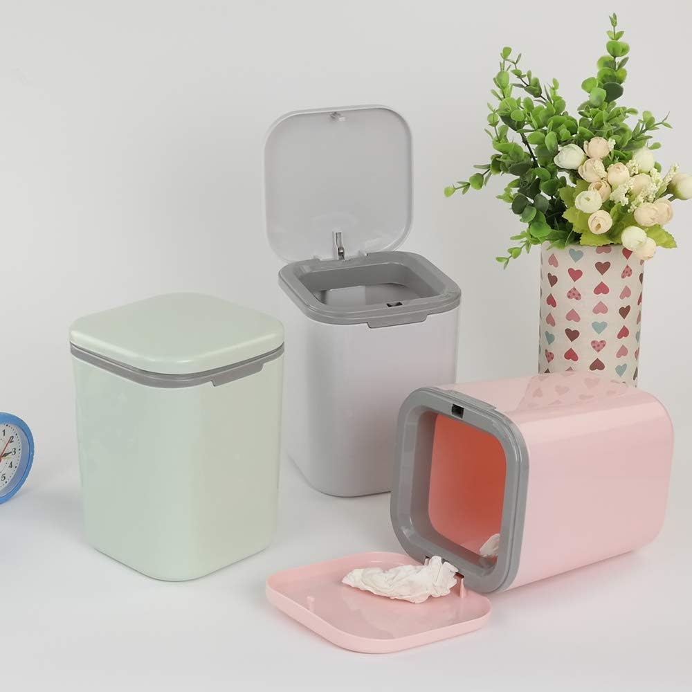 HOMMP 1/2 Gallon Tiny Countertop Trash Can, Push-Button (Pink): Industrial & Scientific