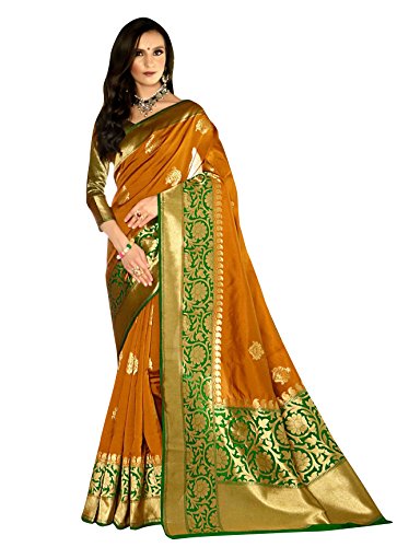 ELINA FASHION Sarees For Women Banarasi Art Silk Woven Saree l Indian Wedding Wear Sari (Mustard)