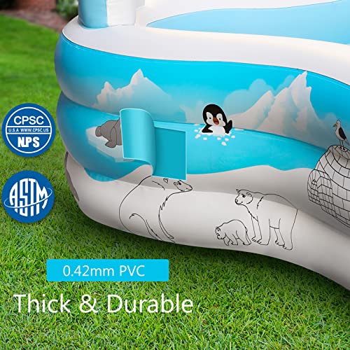 Inflatable Pool with Seats, Jhunswen 91" x 91"x 20" Above Ground