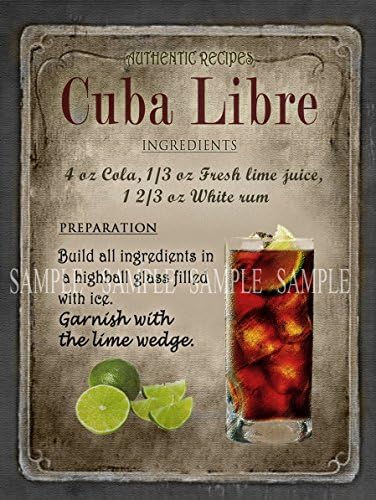 COCKTAIL CUBA LIBRE METAL 8"X 6" SIGN