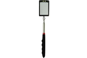 BETTERSTAR Telescoping Inspection Mirror Mechanics Mirror with 2 LED Lighted, Mirror on a Stick Handle Tool for Checking Observing Vehicle Small Parts,Present for Christmas, Birthday Everyday Carry (1 PCS)