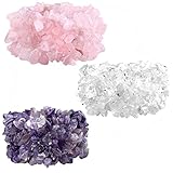 JOVIVI® Set of 3 Multi Strands Amethyst Crystal Quartz Gemstone Chips Chunky Stretch Bracelet
