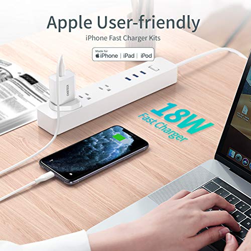 CHOETECH USB C Charger, 18W 3A USB C Wall Charger with Power Delivery 3.0 USB C to Lightning Cable Type C Adapter for iPhone Xs/XS Max/XR/X/8/7/6/Plus,iPad Pro/Air 2/Mini 4 And More