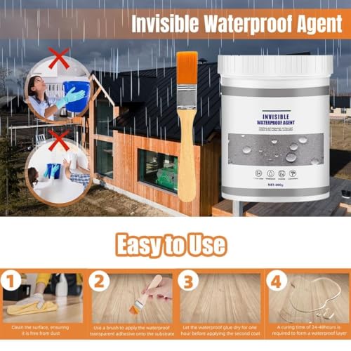 300g Sellador Invisible Impermeable, Agente Aislante Transparente, Waterproof Insulating Sealant, Waterproof Anti-Leakage Agent, Sellado Impermeable Para Interior y Exterior Grietas, Con Cepillo
