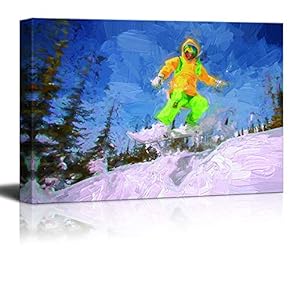 Canvas Wall Art Snowboarding Pictures Home Wall Decorations for Bedroom Living Room Paintings Canvas Prints Framed - 12x18 inches