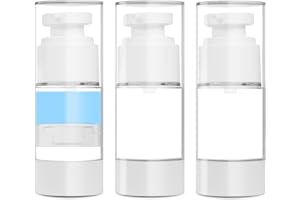 GIVITASOT 0.5 OZ/15ML Airless Pump Bottles, 3 Pack Lotion Dispenser Travel Size Pump Bottles, Vacuum Cosmetic Travel Bottle for Lotion, Creams, Foundation, Cosmetic, with Labels, Wooeden Stick
