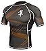 Hayabusa Metaru 47 Silver Short Sleeve BJJ Rash Guards (Black/Brown, S)