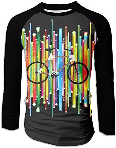 Men's Rainbow Bicycle Vintage Raglan Baseball T-Shirts 3/4 Sleeve Baseball Tees XL