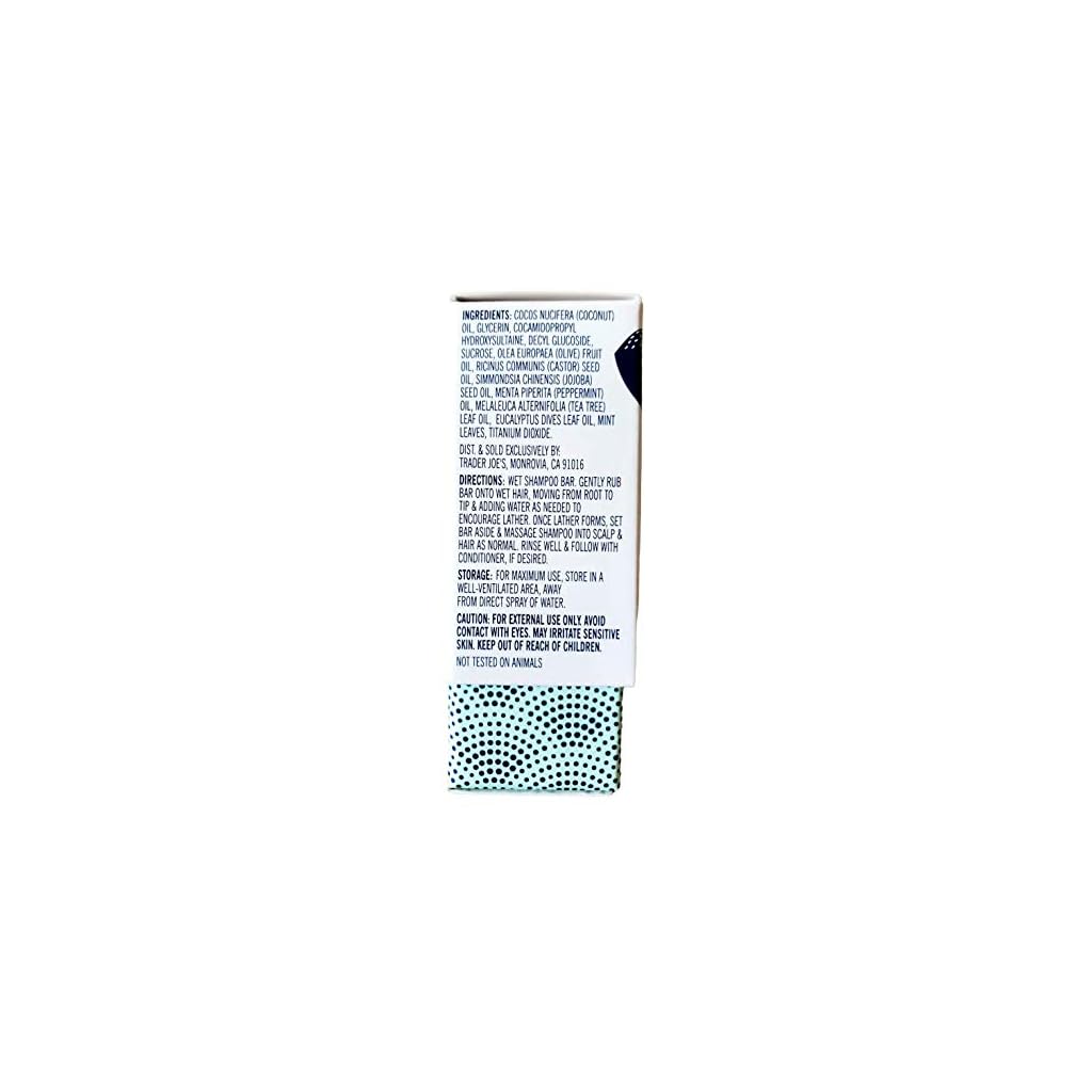 Trader Joe's Shampoo Bar Peppermint & Tea Tree with Coconut, Olive, and
