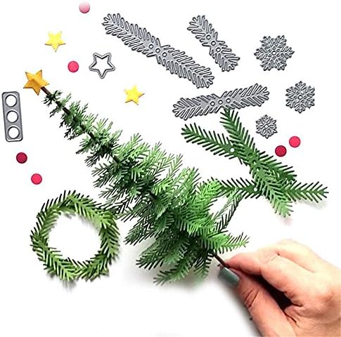 Ximandi Metal Christmas Tree Wreath Cutting Dies Stencil Scrapbook DIY Paper Craft Gifts for Scrapbook Photo Album Paper Cards (Silver)