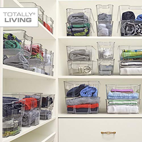 Totally Kitchen Clear Plastic Stackable Storage Bins | Refrigerator, Freezer, Pantry & Clothes Organization Container with Carrying Handles | Extra Large, 2 Pack