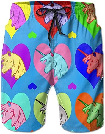 Pop Art Unicorn Men's Tropical Quick Dry Board Shorts Bathing Suits Swimwear Volley Beach Trunks