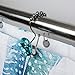 Stainless Steel Rust Resistant Double Hooks Glide Shower Ring Hangs for Both Shower Curtain and Liner 12-Pack (Aqua Blue)