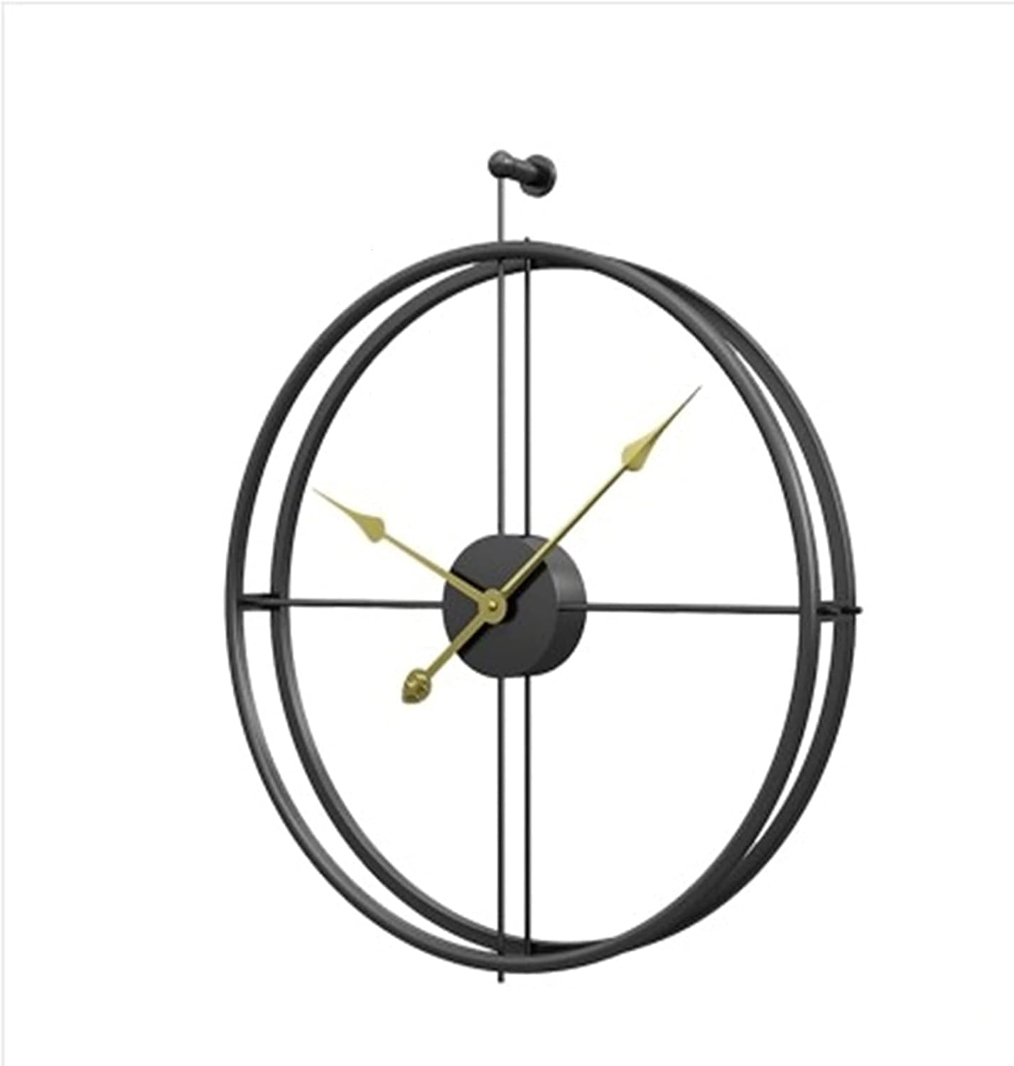 Modern 3D Wall Clocks Battery Operated Decorative 20"x24" Round Iron Metal Clock for Living Room , Bedroom , Office (Golden): Kitchen & Dining