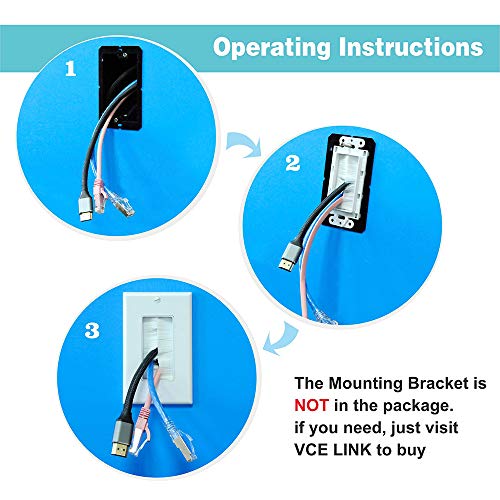 image for VCE 2-Pack Single Brush Wall Plate Cable Pass Through Insert for Wires