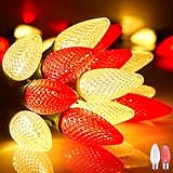 100 Feet Led Christmas Lights, Red Warm White C9