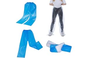 DeaHea 4 Pack Disposable Rain Pants Raincoat Unisex Adult Waterproof Long Tube Rain Pant with Shoe Cover Thickened Plastic Foot Wrapped Rainpants Outdoor Activities Travel Cycling