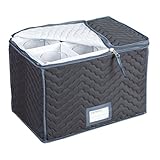 Richards Homewares Micro Fiber Deluxe Wine Goblets Case - Black With Charcoal Trim