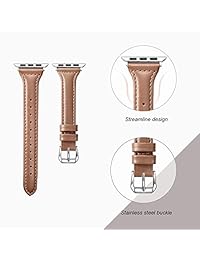 Secbolt - Correa de piel compatible con Apple Watch de 1.496 in y 1.575 in, correa de repuesto para reloj Iwatch, Series 4, 3, 2, 1, Edition con hebilla de acero inoxidable, 38mm