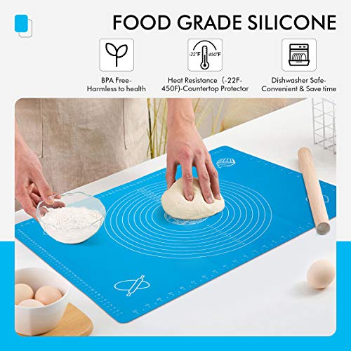 Silicone Pastry Mat with Measurements Bake Base Thick Nonstick Baking Mat for Rolling Dough with