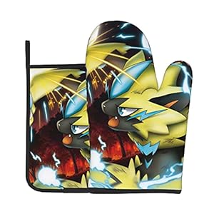 Xiaoxian Pokemon 57 Hittebestendige keukenovenhandschoenen, ovenhandschoenen en potdekselhandschoenen, veilig om te…
