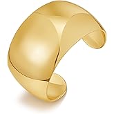 WOWORAMA Hammered Chunky Cuff Bracelets for Women Vintage Boho Wide Bangle Bracelets Irregular Statement Bracelet Thick Arm Cuff Gold Silver Bracelet