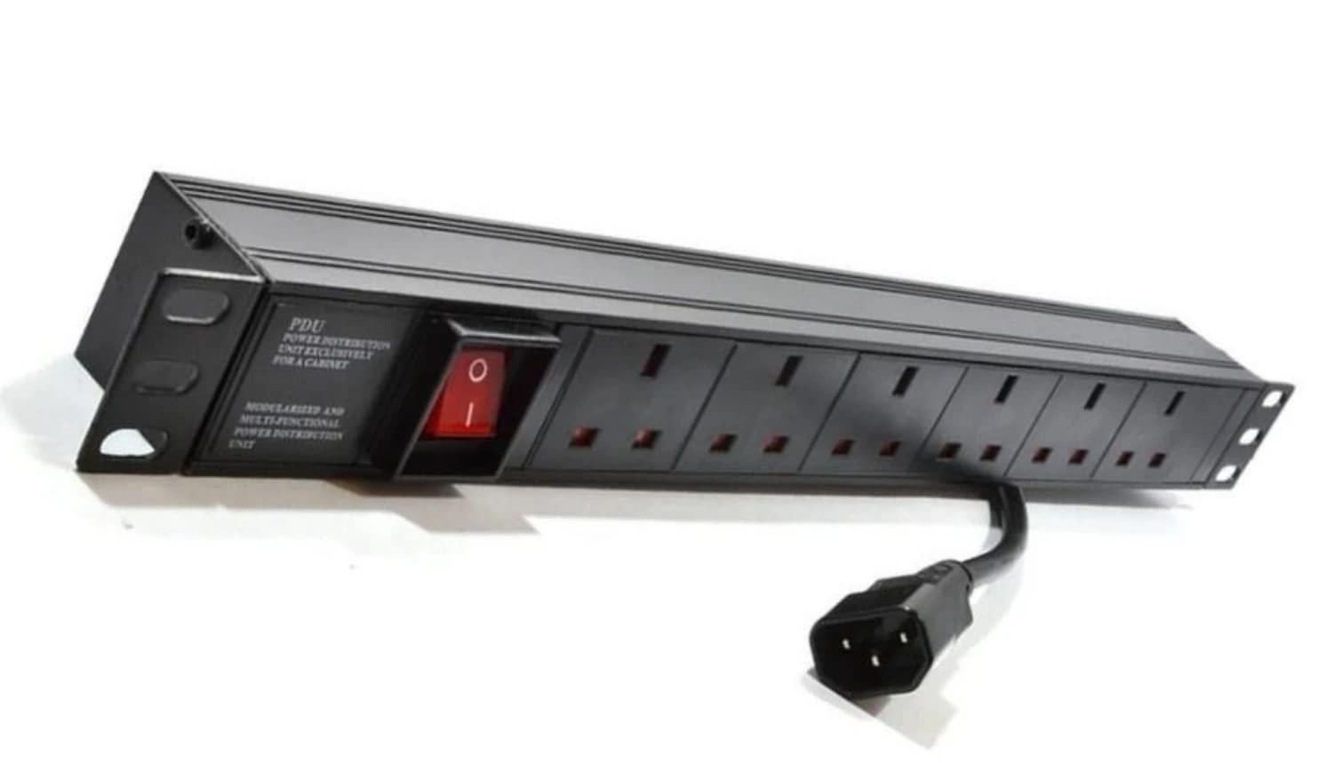 Dynamode 6 Way PDU Extension Lead- 13A Multi Plug Switched Power Distribution Unit (PDU) Rack Mount Charging Station for Home Office 19 Inch PDU Server Cabinet with Surge Protection, IEC14 Plug