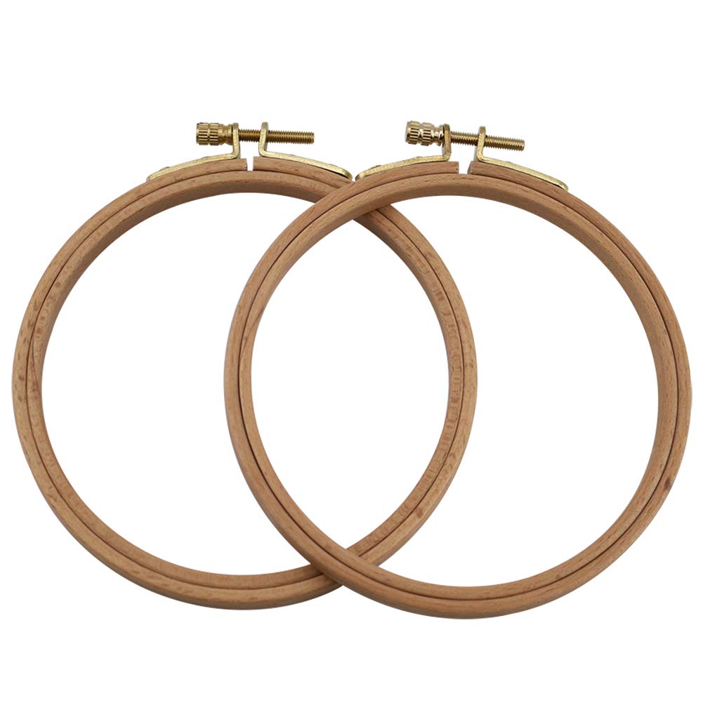 Photo 1 of 2 Pack 5 Inch Embroidery Hoop, Guofa 13CM Beech Wood Cross Stitch Hoops, Hanging Embroidery Frame Hoop for Decoration