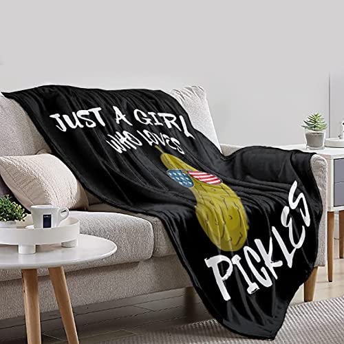 Pickles Fleece Throw Blanket Soft Plush Blankets with Just Girl Loves Pickles Print Flannel Air Conditioner Quilt for Bed Sofa Couch Women Girls Gift 40\