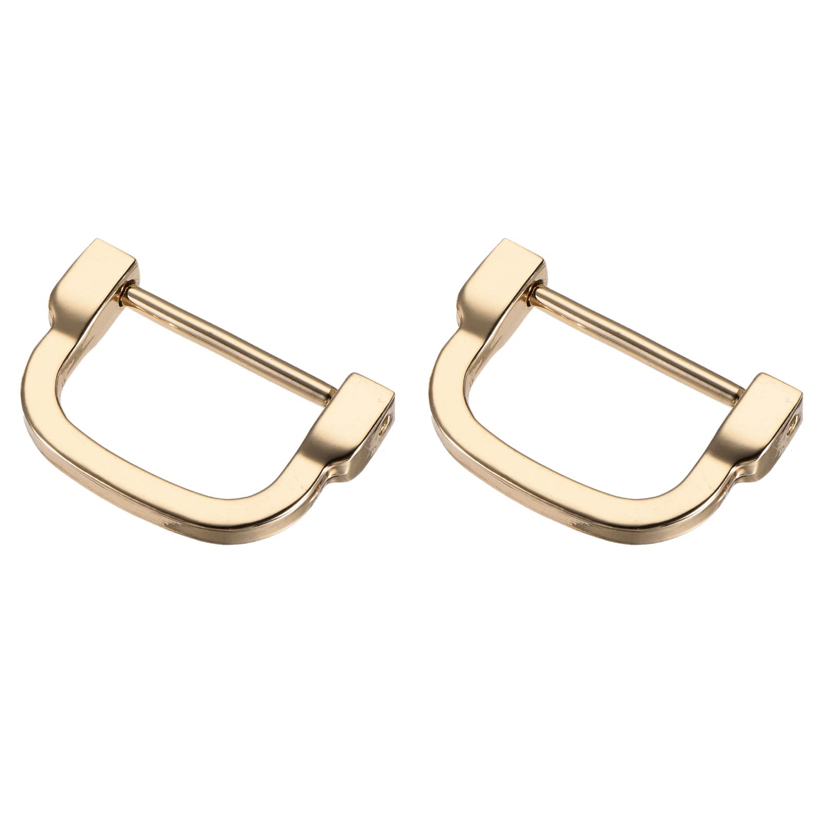 METALLIXITY Horseshoe D-Rings (30mm) 2pcs, Screw-in U-shaped Buckles Shackle - for Car Keys Keychain Bags Leather Crafts, Light Gold