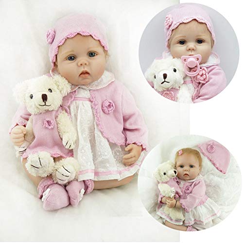 ZIYIUI Reborn Baby Dolls 22 Inches 55 cm Soft Body Girl Realistic Looking Real Life Blue Eyes Baby Lifelike Newborn Baby Doll Silicone Toddler Babies Vinyl Toys Birthday Gifts Toys for Age 3 +