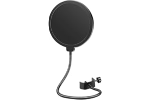 CHORD BUDDY Professional Microphone Pop Filter Shield, Dual Layered Wind Screen, Flexible 360 Degree Gooseneck Clip Stabilizi