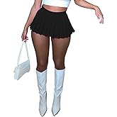 Women's Mini Pleated Skirts Sexy Club Y2k High Wiast Stretchy Tennis Skater A-line Skirt