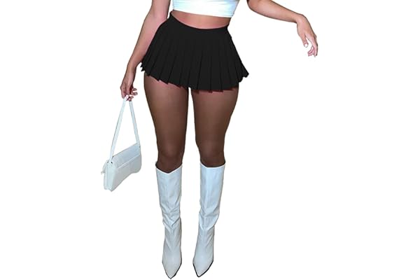 Women's Mini Pleated Skirts Sexy Club Y2k High Wiast Stretchy Tennis Skater A-line Skirt