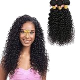 JINREN Brazilian Virgin Hair Curly Hair Bundles 14 16 18inch Full Head Set Curly Brazilian Hair Bundles Unprocessed Virgin Human Hair Weave Natural Black