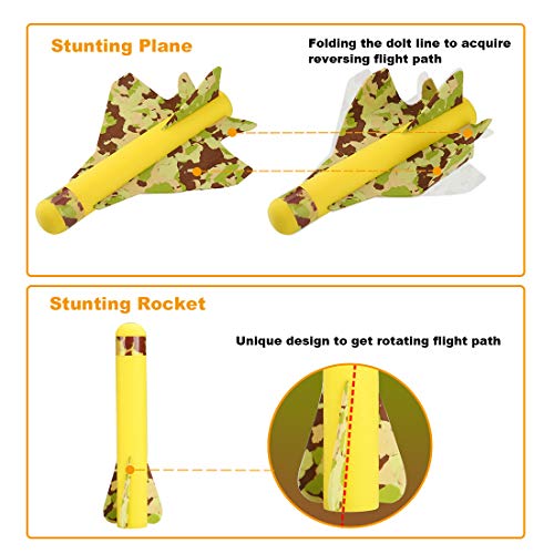 image for US Sense 4 Pack Kids Step-Powered Glider Stunt Plane Flyer Foam Planes