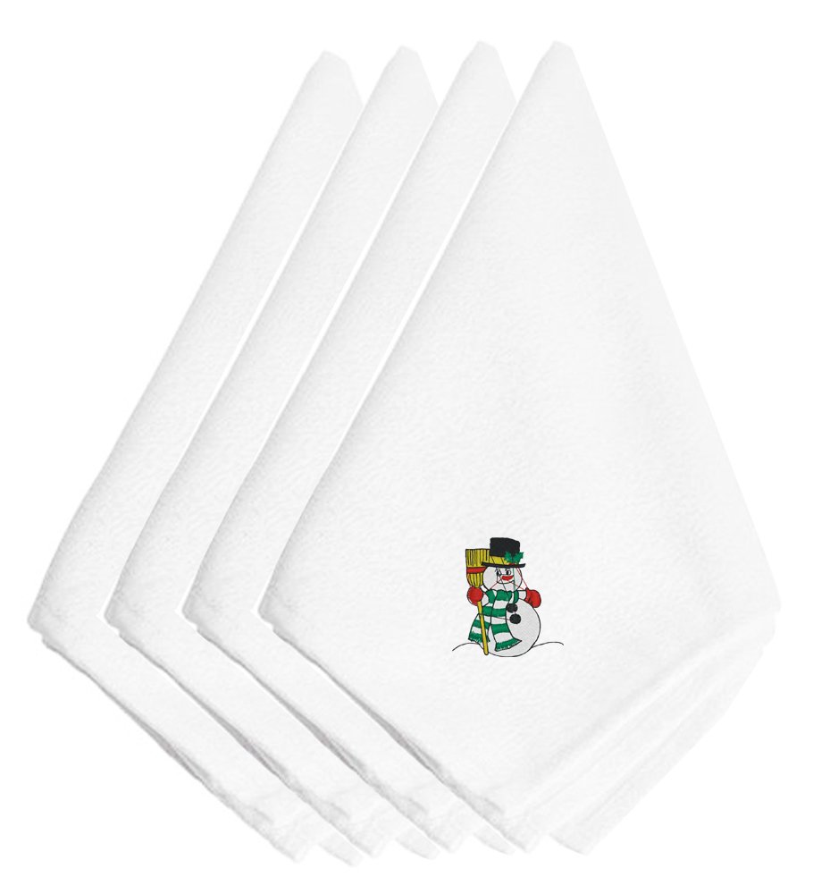 Caroline's Treasures Christmas Snowman Embroidered Napkins Set of 4 EMBT2074NPKE, Fabric, Multicolor