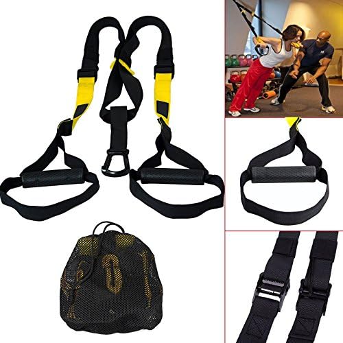 Best Bodyweight Resistance Trainer - Suspension Trainer Straps Basic Kit + Door Anchor + Bag, Complete Full Body Workouts Kit - Strength Training for Home and Gym - LEAN MUSCLE Builder For Men Women