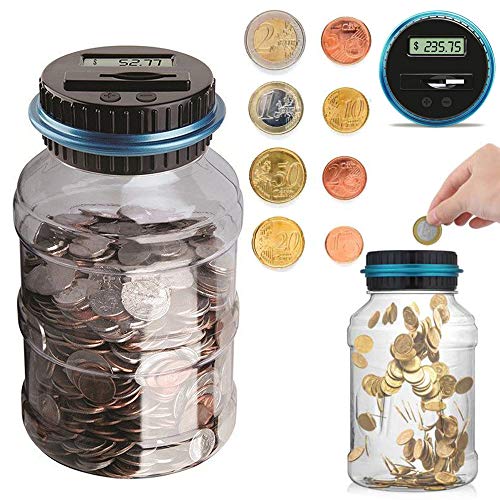 Digital Coin Bank Jar Coin Counter Storage, 1.8L Coin Piggy Saving Bank, Money Saving Box Jar Bank with LCD Battery Coin Counter for Kid Adult Boy Girl As Unique Gift - Thumbnail 7