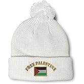 Speedy Pros Pom Pom Beanies for Women Free Palestine Flag Palestinian Arabic Filastin Skull Cap Acrylic One Size