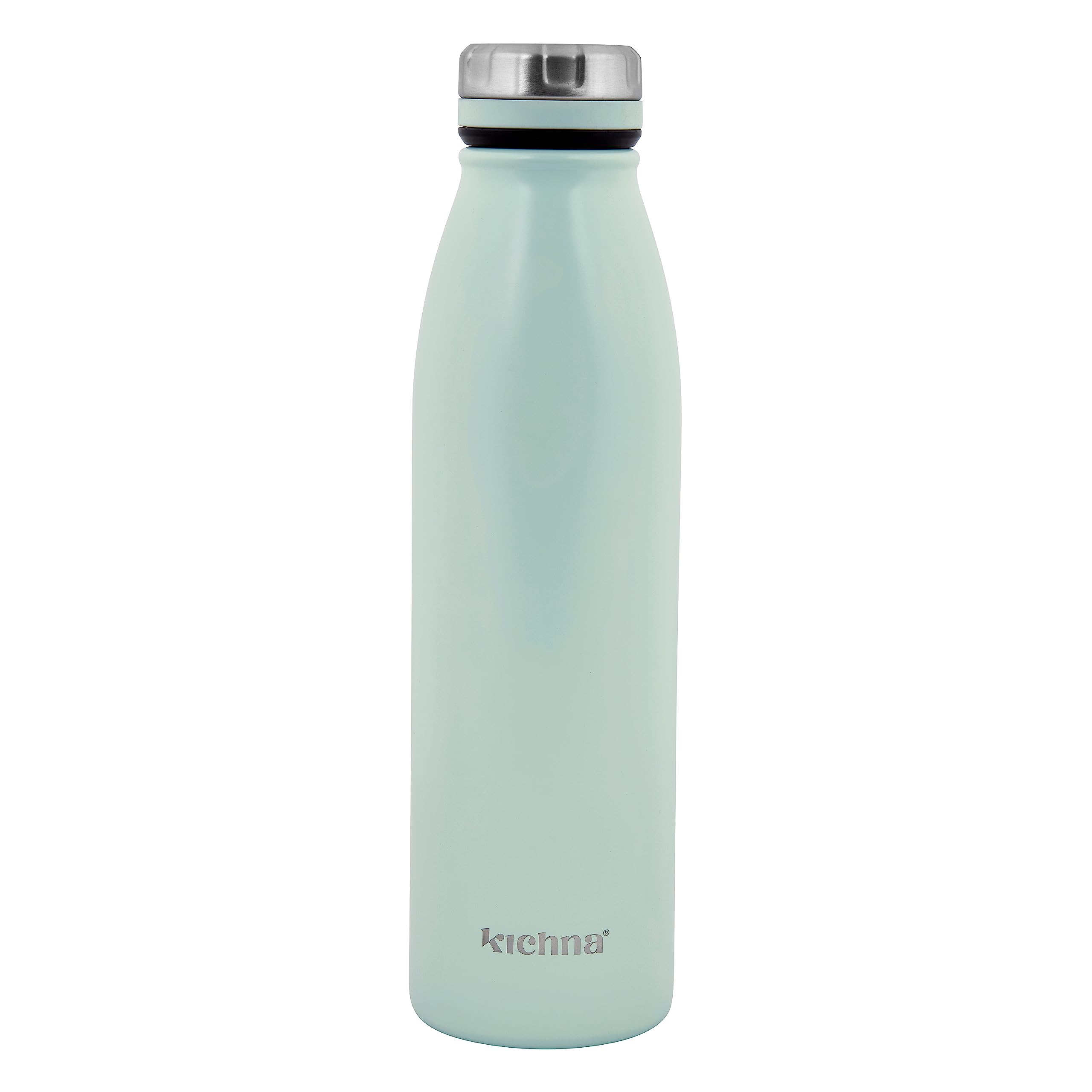 Kichna The Explore Double Walled Stainless Steel Water Bottle 550ml | Wide Mouth Thermal Bottle | Sweat & Leak Proof with Silicon Lid | Keeps Cold for 24Hrs Hot for 6Hrs | Pack of 1 Pistachio Green