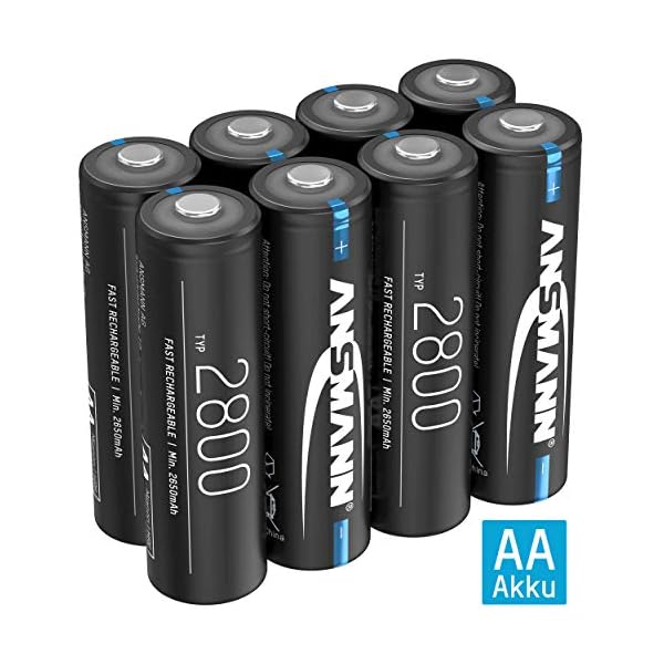 ANSMANN Akku Mignon AA, min. 2650 mAh 1,2V, 8 Stück, wiederaufladbar, hohe Kapazität, ideal für Taschenlampe, Wecker, Controller, Foto-Blitz, Radio