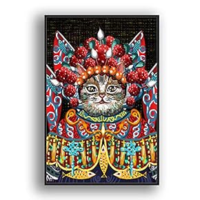 Framed Canvas Wall Art for Living Room, Bedroom Funny Cats Abstract Oil Painting Features Canvas Prints for Home Decoration Ready to Hanging - 16x24 inches