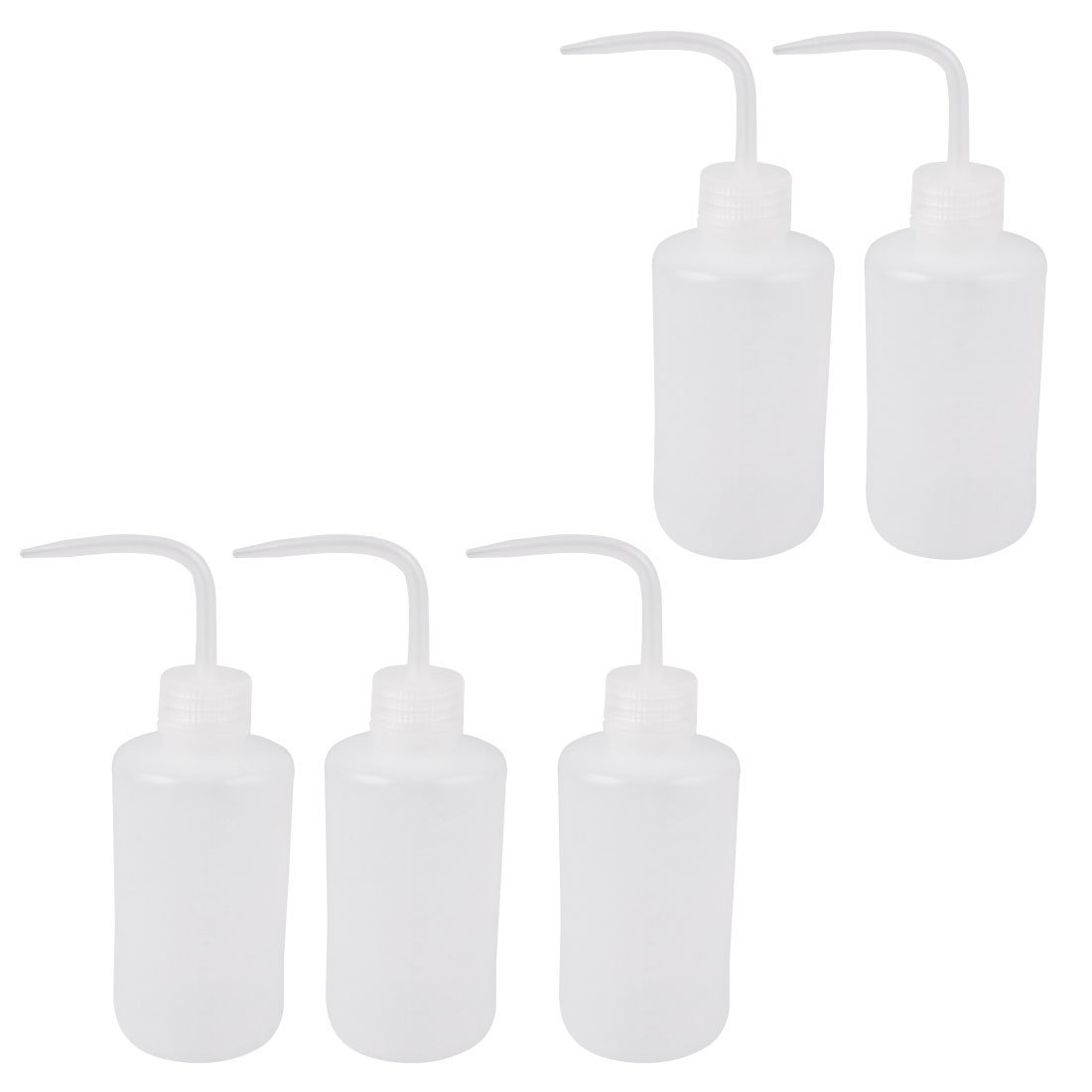 sourcingmap 5 Pcs 250mL Bent Tip White Plastic Oil Liquid Storage Squeeze Bottle