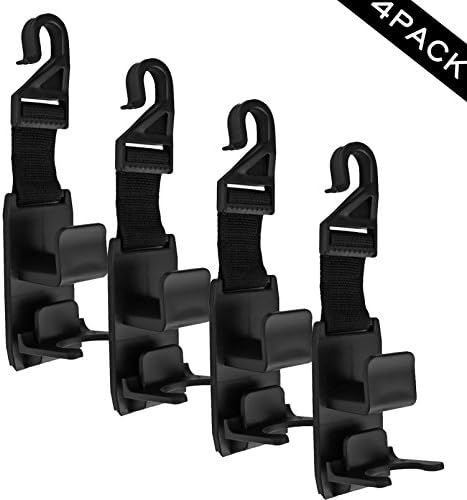 Carmoni Car SUV Seat Back Headrest Hanger Hooks,Strong And Durable Backseat Headrest Hanger For Handbags, Purses, Coats and Grocery Bags,Universal Vehicle Car Seat Back Headrest Bottle Holder (4 Pack)