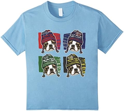 Kids MudgeWare Boston Terrier 4 Seasons Sports T-Shirt 12 Baby Blue