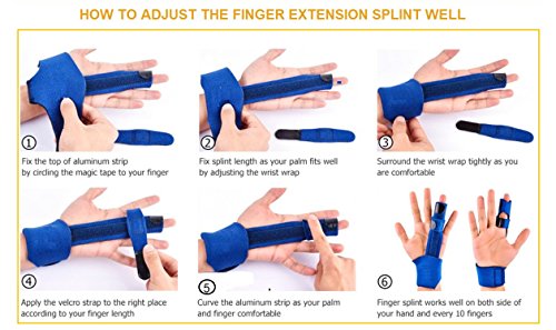 BodyMoves Finger Splint Plus Finger Extension Splint Plus 2 Nylon Sleeves for Trigger Finger Mallet Finger Broken Finger Rheumatoid Arthritis Post Operative Care (Midnight Black) - Thumbnail 6