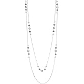 Noessla Long Silver Necklace for Women Bohemian Layered Statement Costume Long Necklaces for Women Fashion Jewelry Mothers Day Gifts